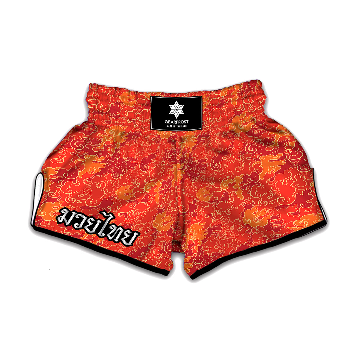 Burning Japanese Flame Pattern Print Muay Thai Boxing Shorts