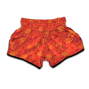 Burning Japanese Flame Pattern Print Muay Thai Boxing Shorts