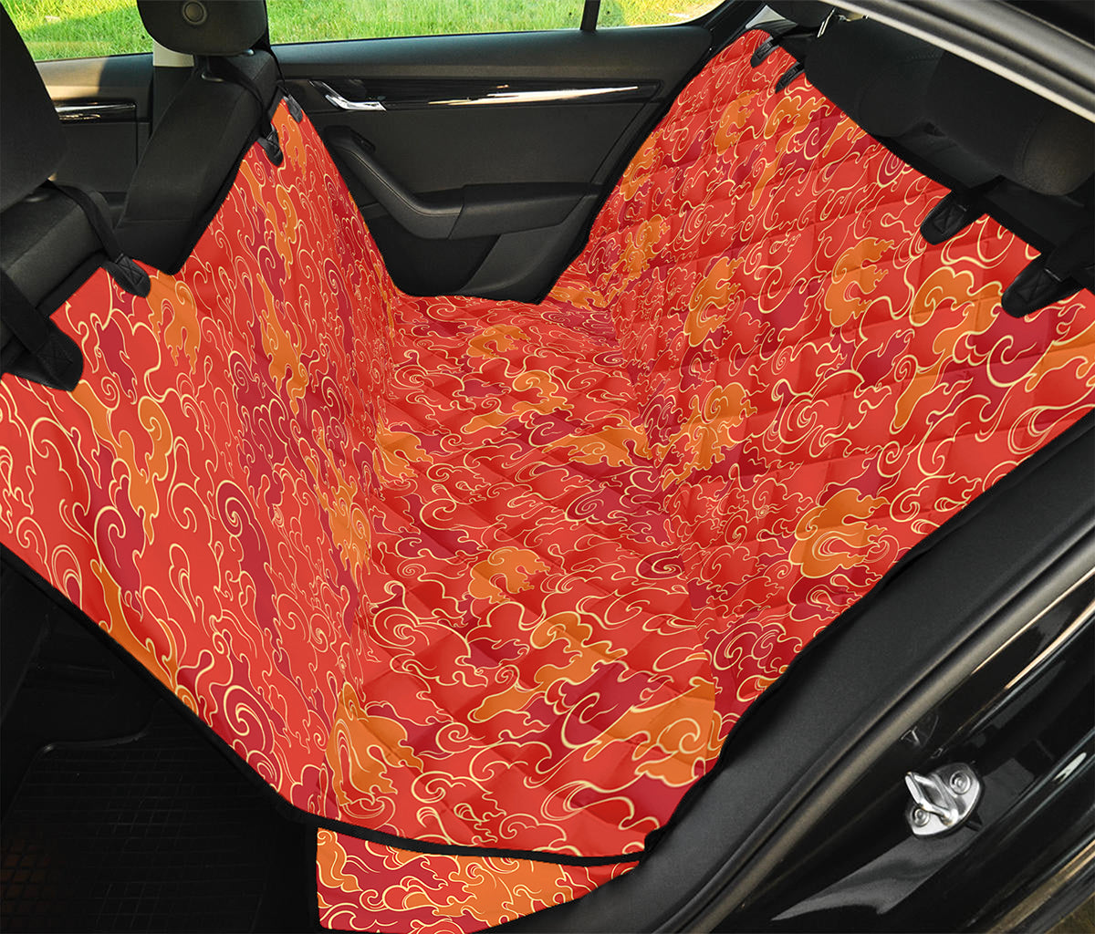 Burning Japanese Flame Pattern Print Pet Car Back Seat Cover