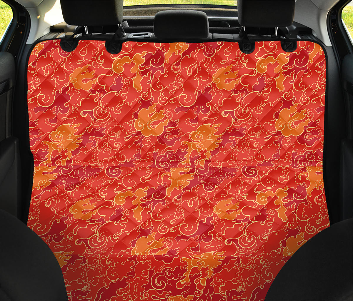 Burning Japanese Flame Pattern Print Pet Car Back Seat Cover