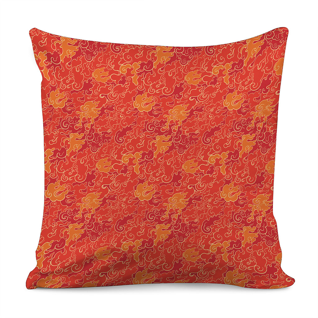 Burning Japanese Flame Pattern Print Pillow Cover