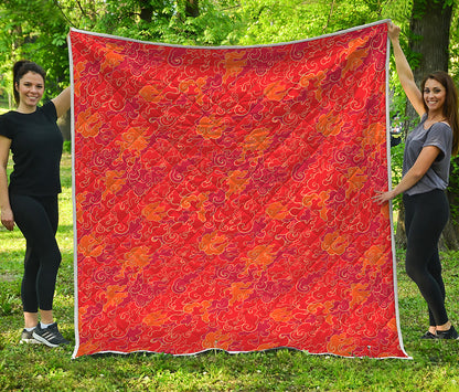 Burning Japanese Flame Pattern Print Quilt