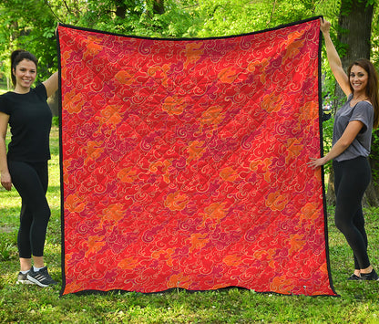 Burning Japanese Flame Pattern Print Quilt