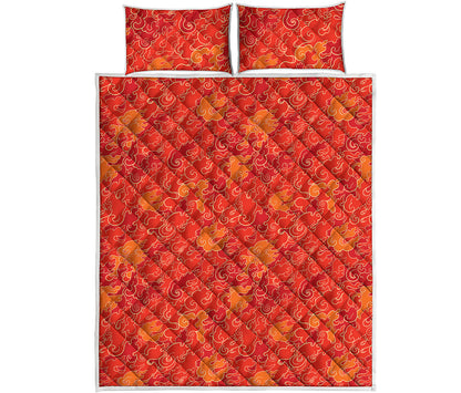 Burning Japanese Flame Pattern Print Quilt Bed Set