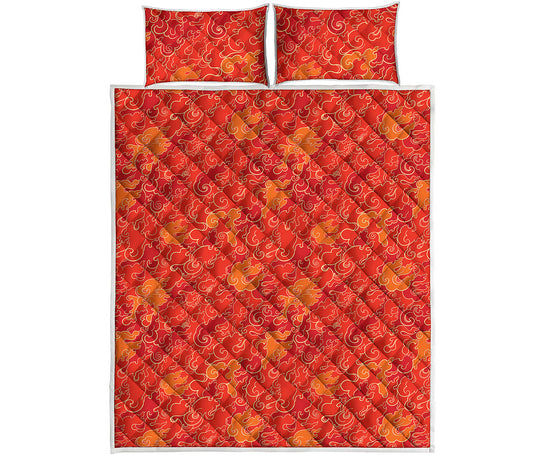 Burning Japanese Flame Pattern Print Quilt Bed Set