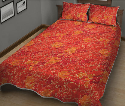Burning Japanese Flame Pattern Print Quilt Bed Set