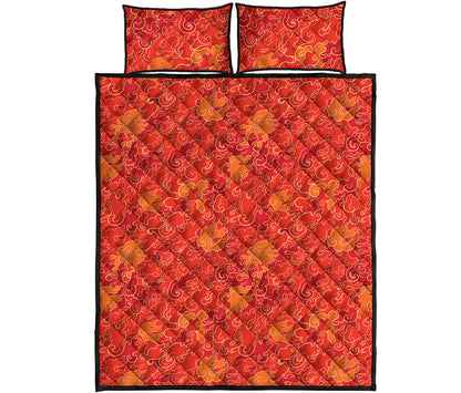 Burning Japanese Flame Pattern Print Quilt Bed Set