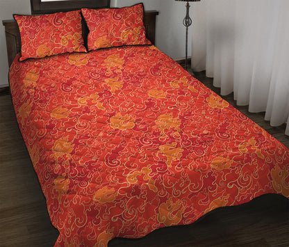 Burning Japanese Flame Pattern Print Quilt Bed Set