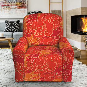 Burning Japanese Flame Pattern Print Recliner Slipcover