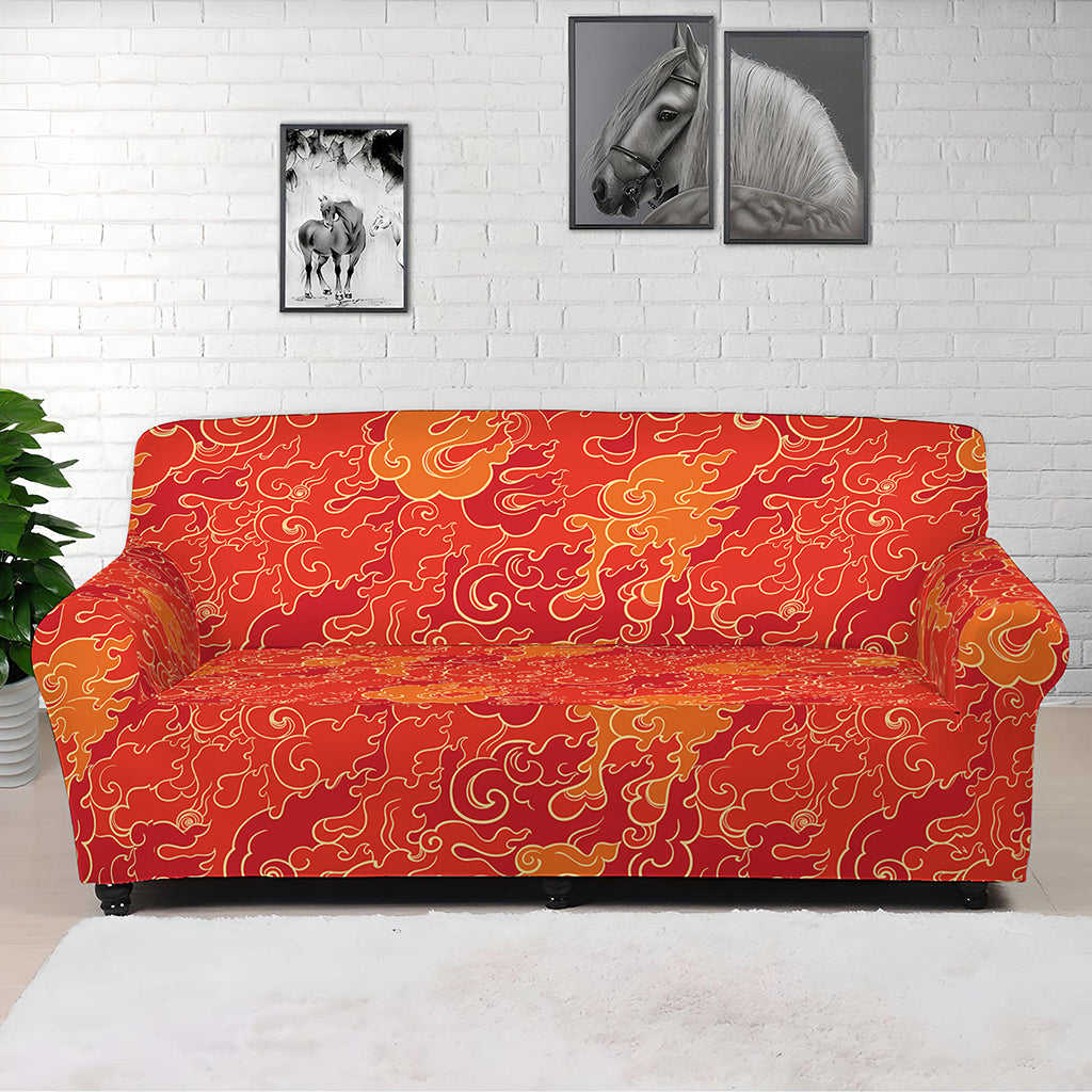 Burning Japanese Flame Pattern Print Sofa Cover