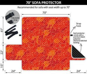 Burning Japanese Flame Pattern Print Sofa Protector