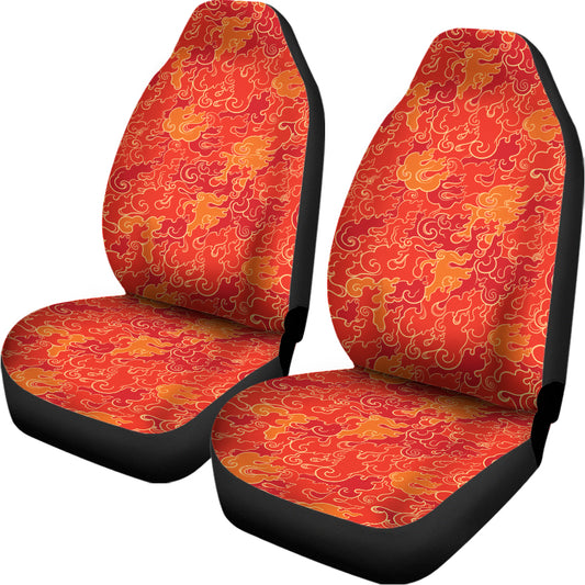 Burning Japanese Flame Pattern Print Universal Fit Car Seat Covers