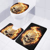 Burning Skull Print 3 Piece Bath Mat Set