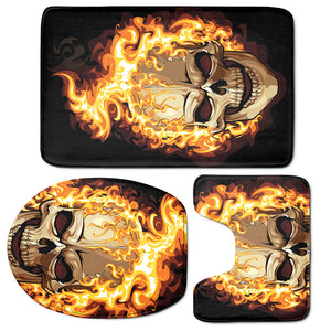 Burning Skull Print 3 Piece Bath Mat Set