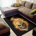 Burning Skull Print Floor Mat