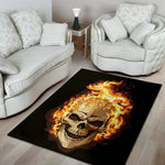 Burning Skull Print Area Rug