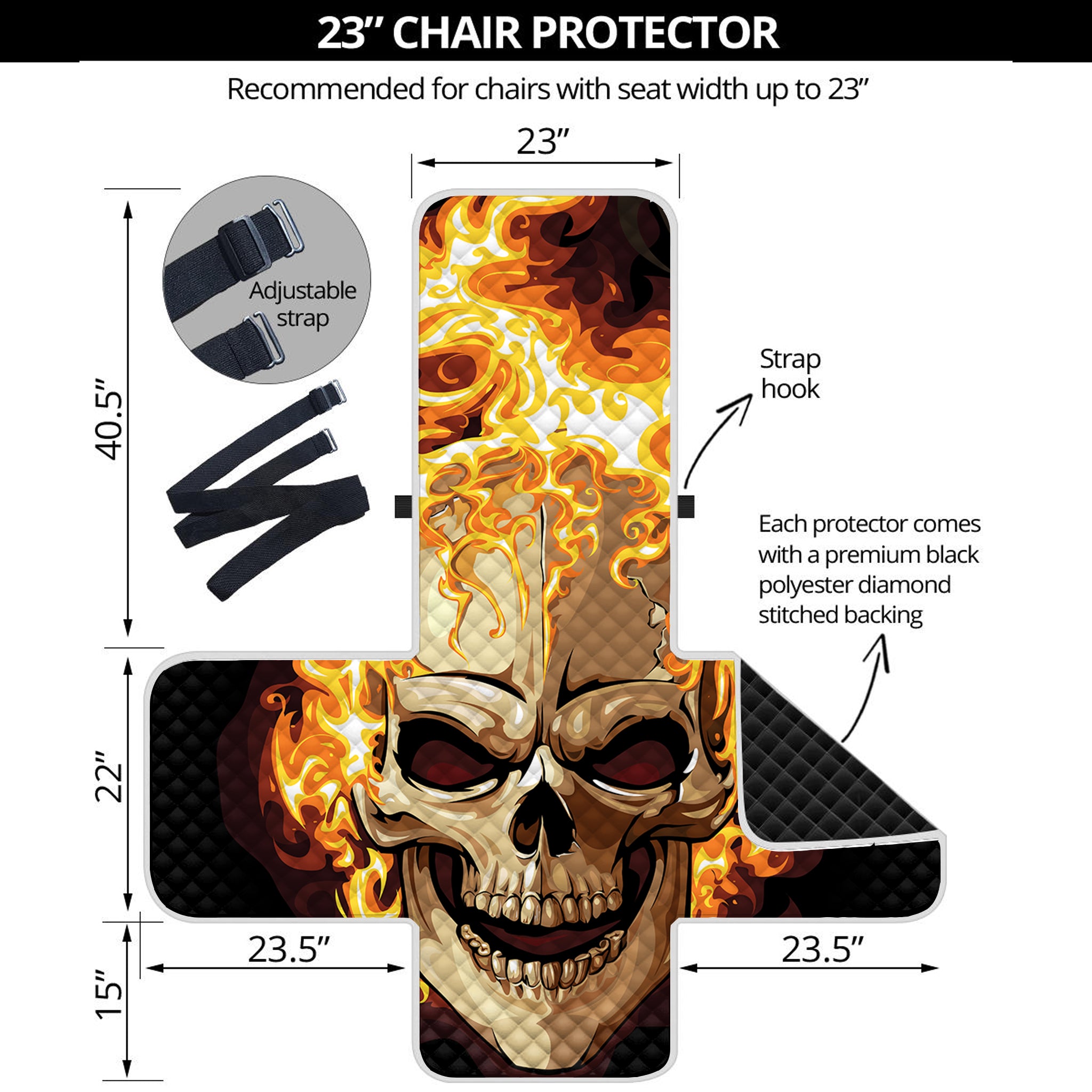 Burning Skull Print Armchair Protector