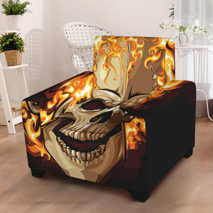 Burning Skull Print Armchair Slipcover