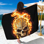 Burning Skull Print Beach Sarong Wrap