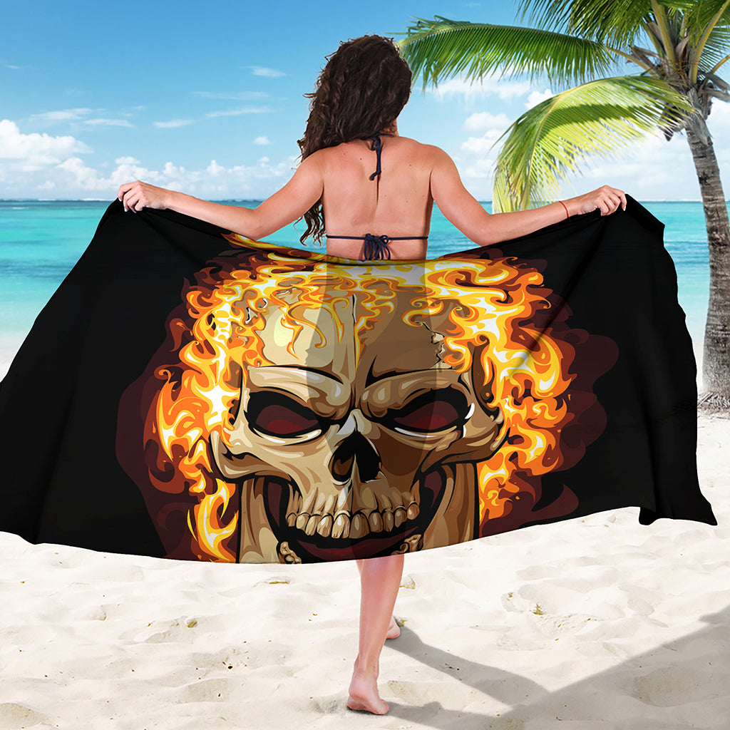 Burning Skull Print Beach Sarong Wrap