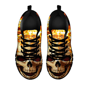 Burning Skull Print Black Sneakers