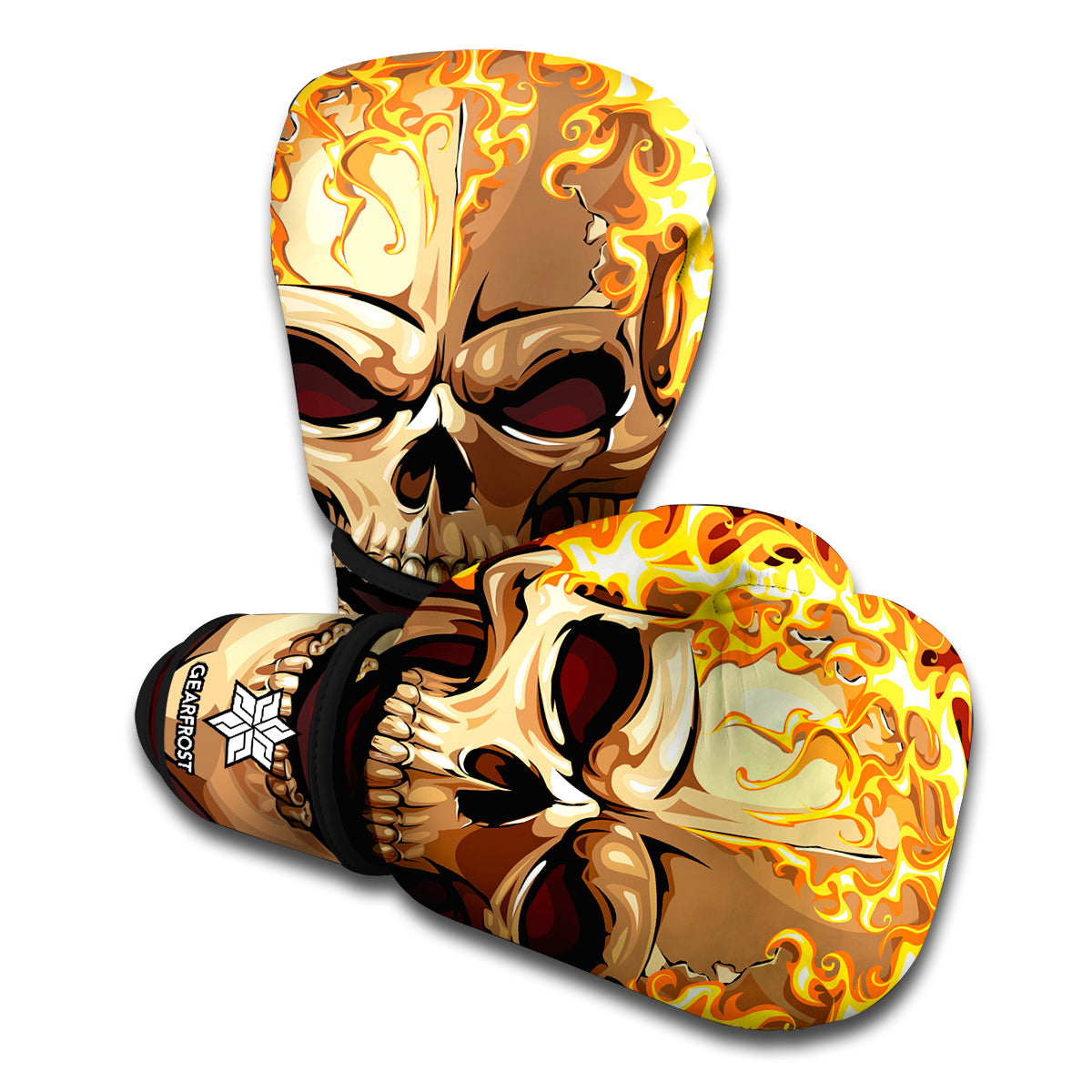 Burning Skull Print Boxing Gloves