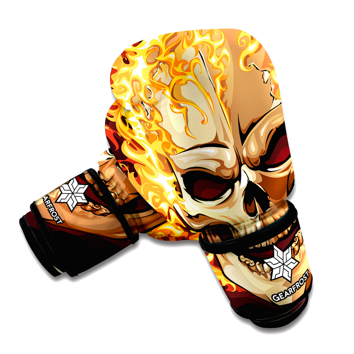 Burning Skull Print Boxing Gloves