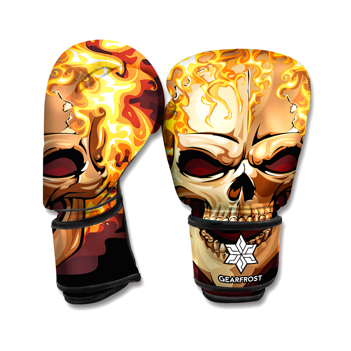 Burning Skull Print Boxing Gloves