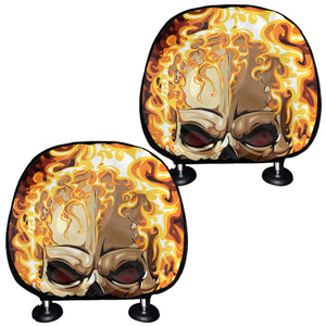 Burning Skull Print Car Headrest Covers