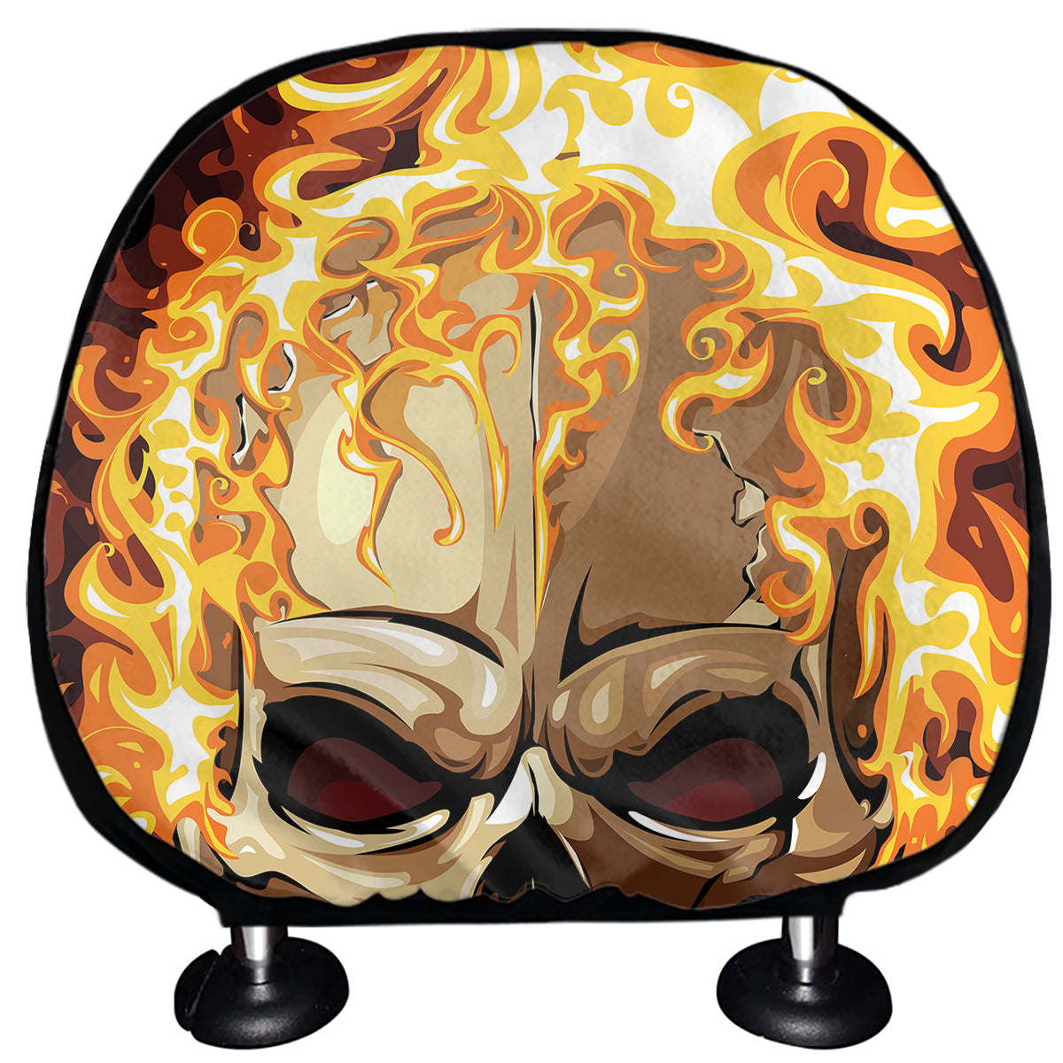 Burning Skull Print Car Headrest Covers