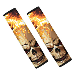 Burning Skull Print Car Seat Belt Covers