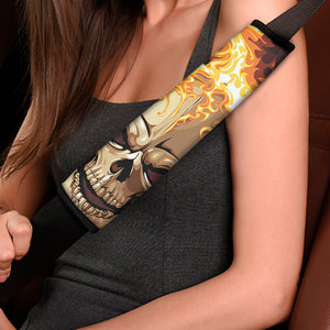 Burning Skull Print Car Seat Belt Covers