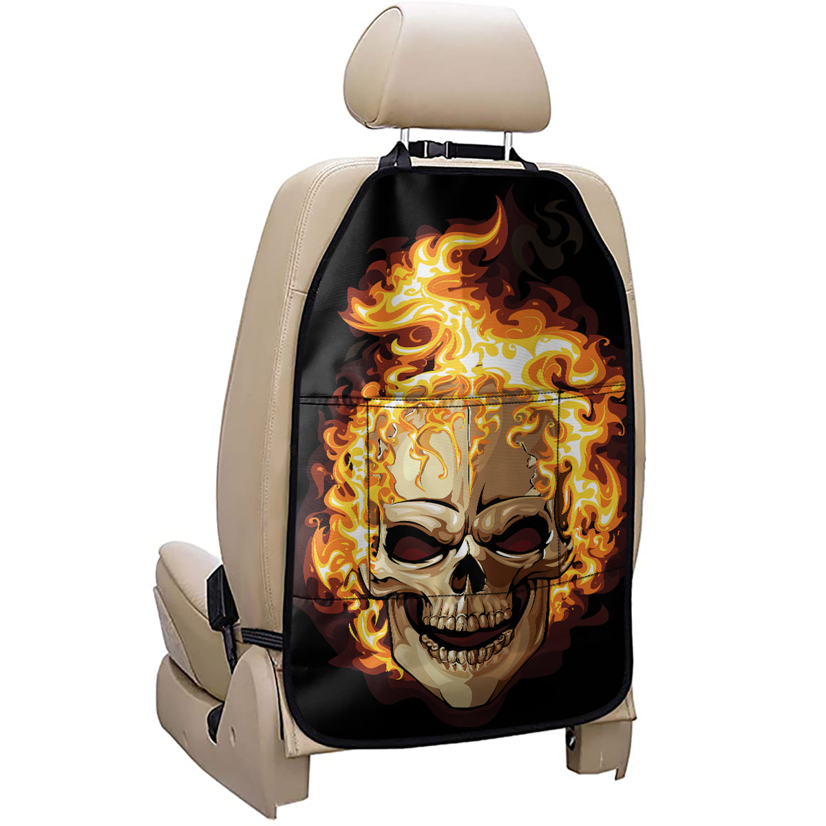 Burning Skull Print Car Seat Organizers