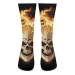 Burning Skull Print Crew Socks