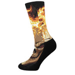 Burning Skull Print Crew Socks