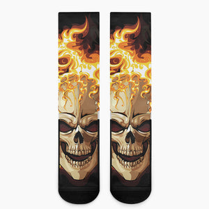 Burning Skull Print Crew Socks