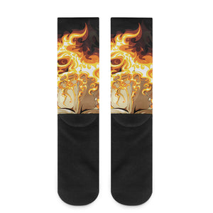 Burning Skull Print Crew Socks