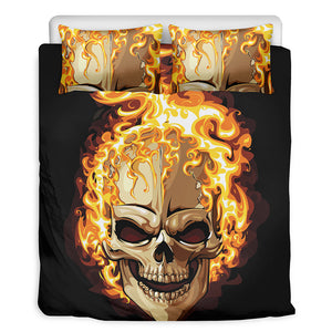 Burning Skull Print Duvet Cover Bedding Set