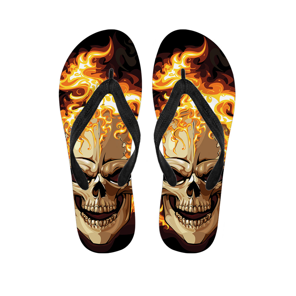 Burning Skull Print Flip Flops