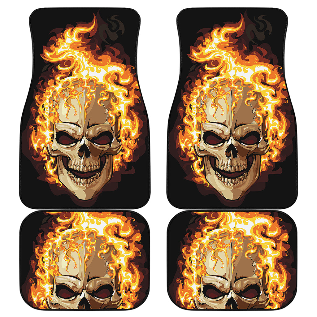 Burning Skull Print Front and Back Car Floor Mats