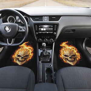 Burning Skull Print Front and Back Car Floor Mats