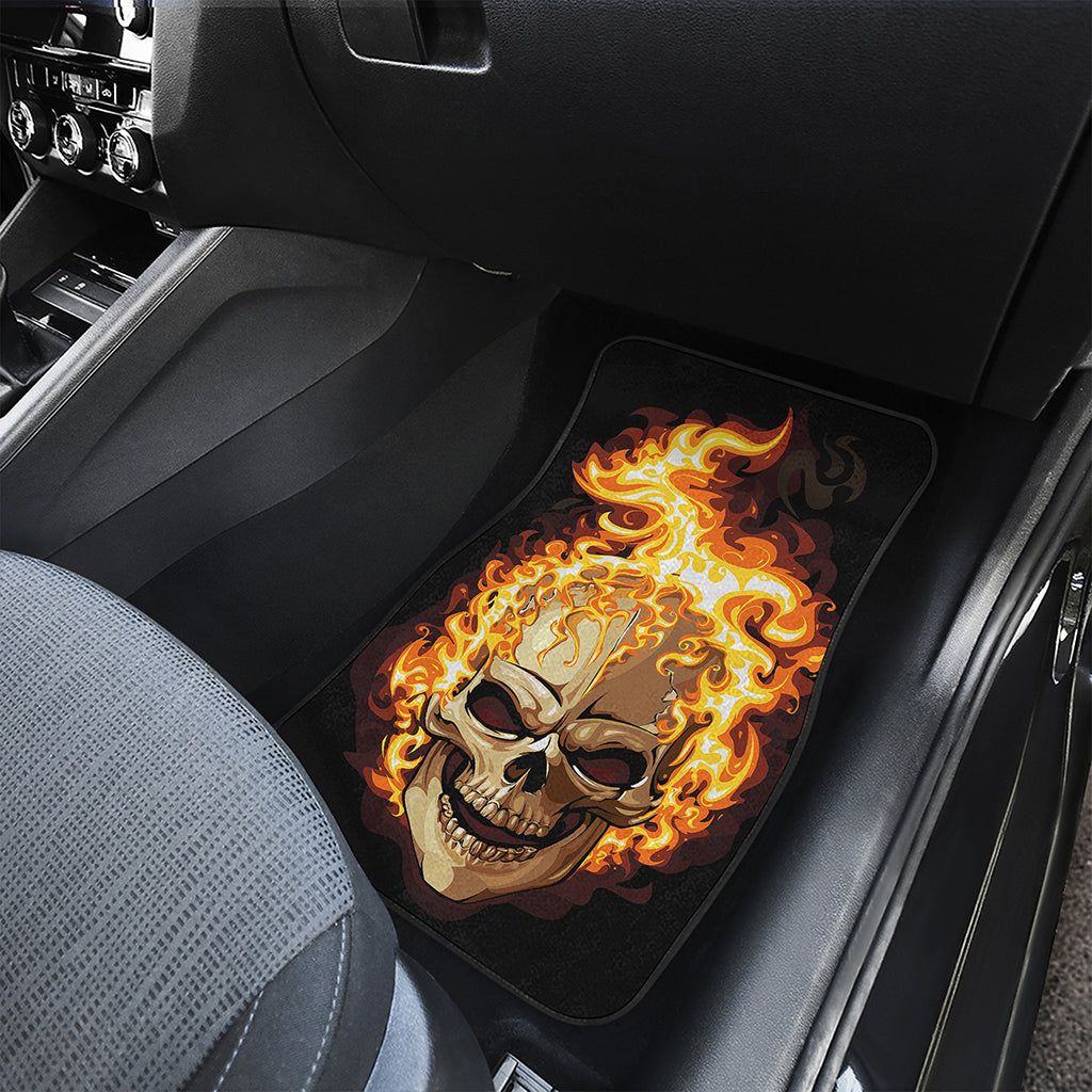 Burning Skull Print Front and Back Car Floor Mats