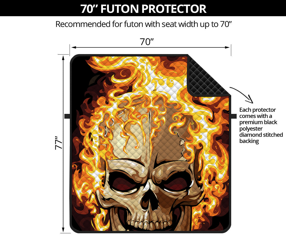 Burning Skull Print Futon Protector