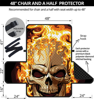 Burning Skull Print Half Sofa Protector