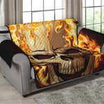 Burning Skull Print Loveseat Protector