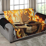 Burning Skull Print Loveseat Protector