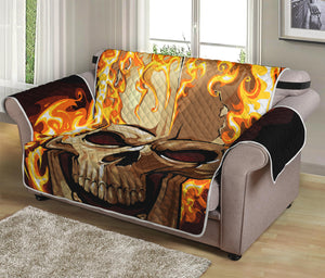 Burning Skull Print Loveseat Protector