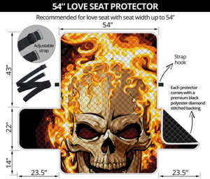 Burning Skull Print Loveseat Protector