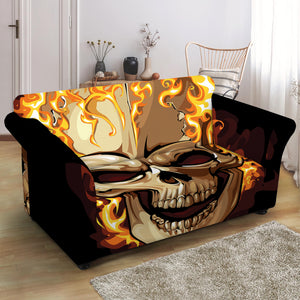 Burning Skull Print Loveseat Slipcover