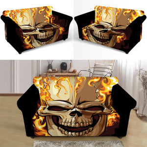 Burning Skull Print Loveseat Slipcover